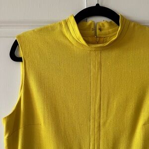 **SOLD** Vintage 60s Yellow Linen Vintage Shift Dress  - Womens M/L